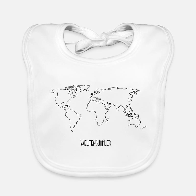 Globetrotter carte du monde - Bavoir bio Bébé - blanc