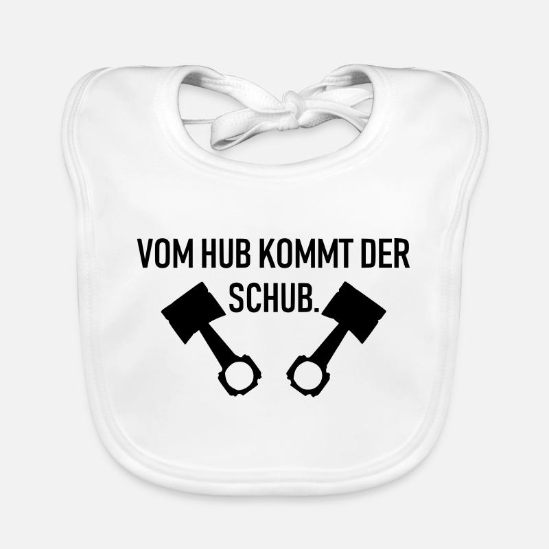 Vom Hub kommt der Schub Geschenkidee - Baby Bio-Lätzchen - Weiß
