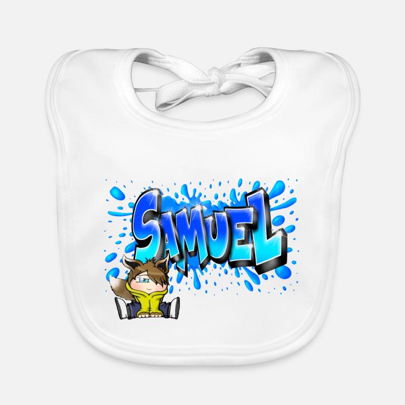 Graffiti Samuel Printable - Bavoir bio Bébé - blanc