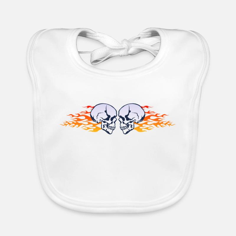 skull skull flame flame flame Organic Baby Bibs