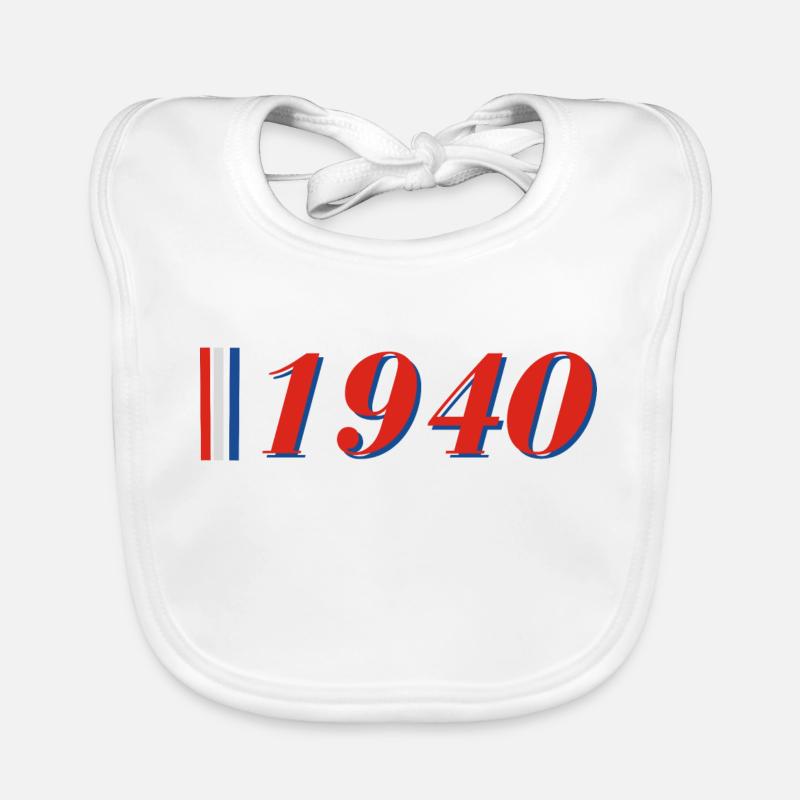 Année 1940 - Bavoir bio Bébé - blanc