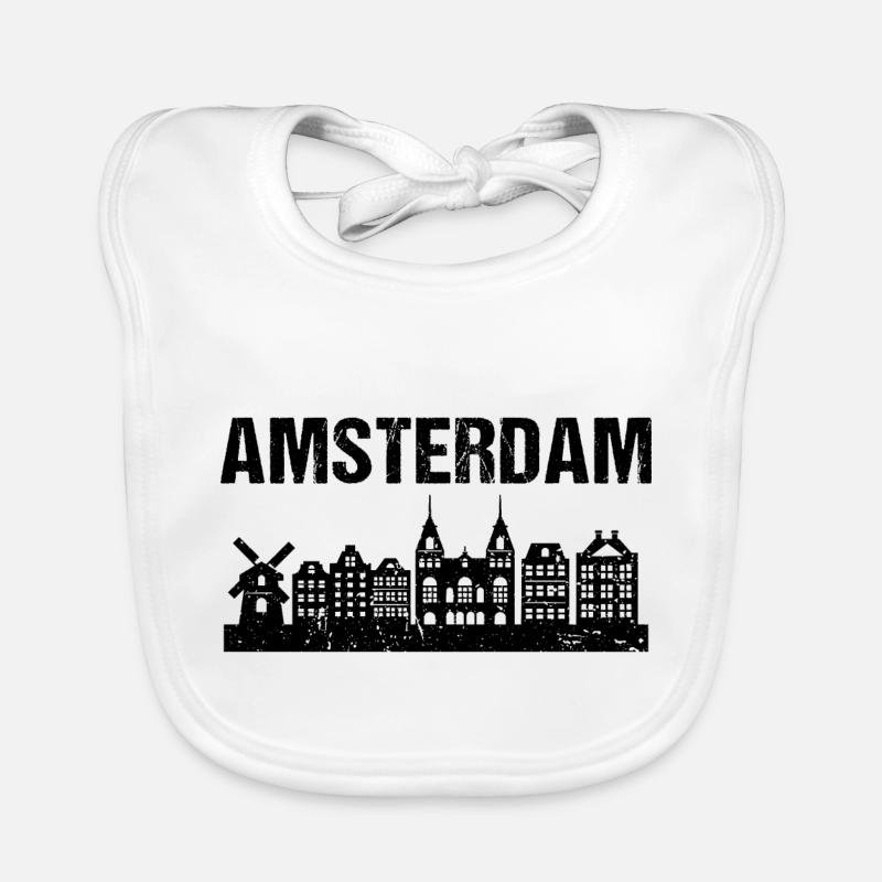 Amsterdam Skyline City Organic Baby Bibs