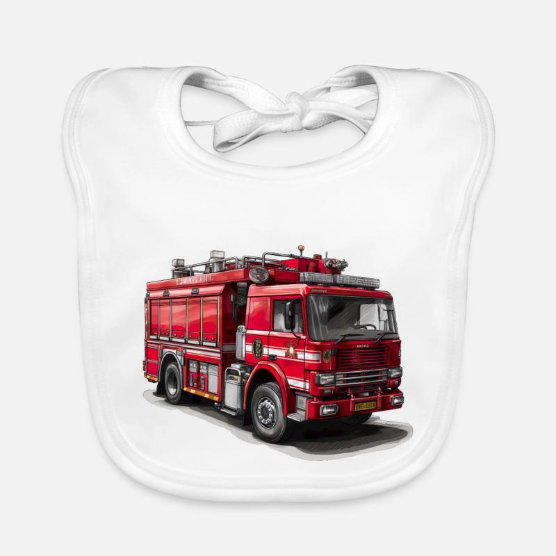 Fighting fires with fire trucks Organic Baby Bibs