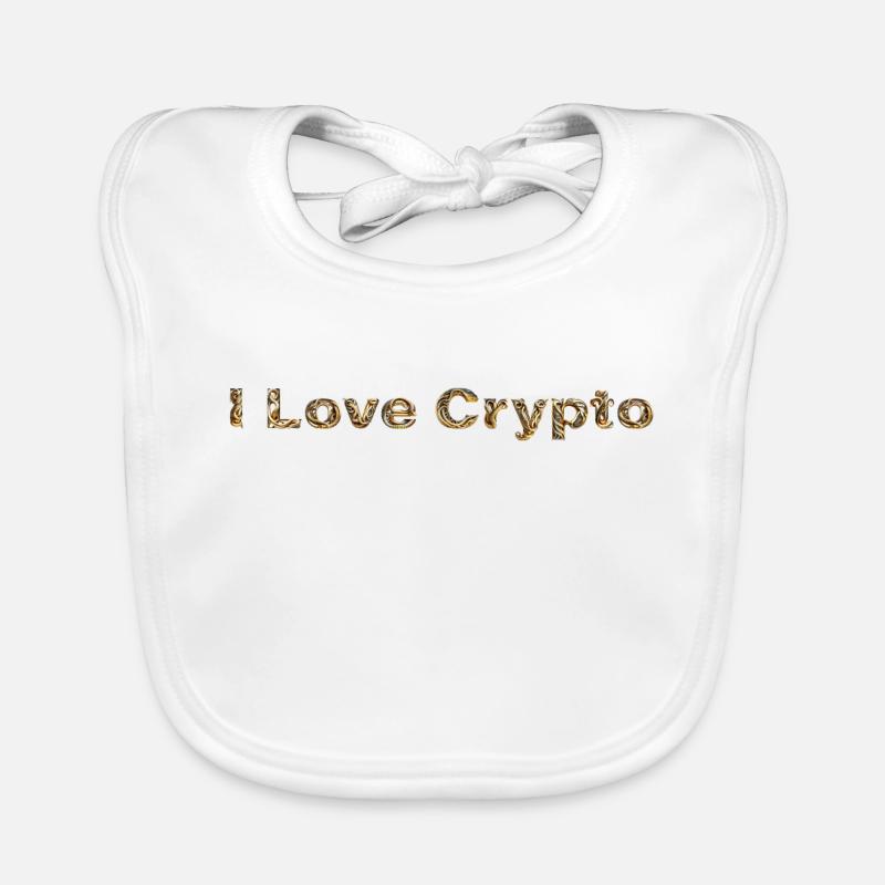 J’adore Crypto Gold Frontprint - Bavoir bio Bébé - blanc