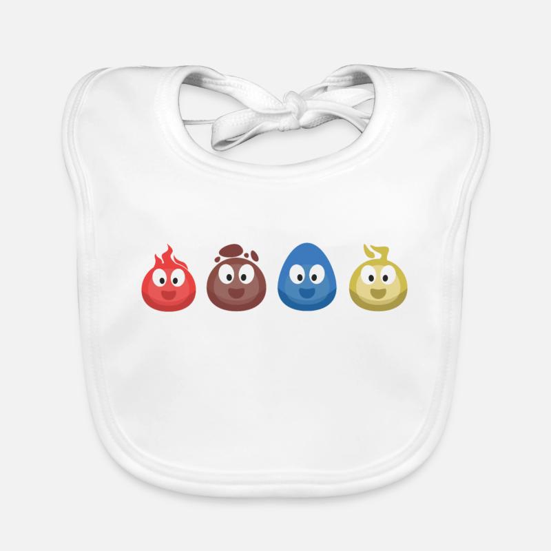 4 Elemente (Feuer, Erde, Wasser, Luft) (Bubble) - Baby Bio-Lätzchen - Weiß