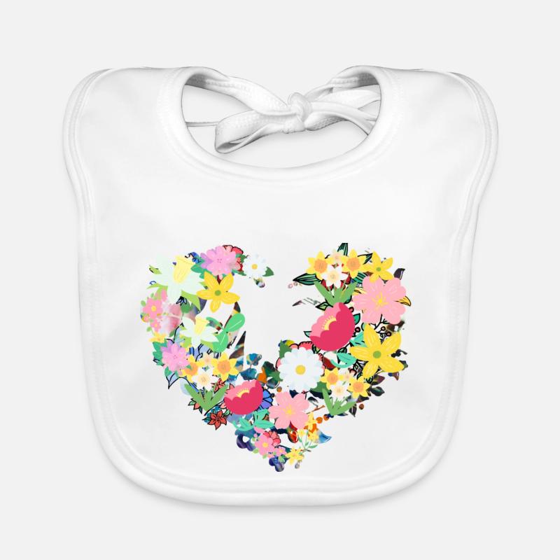 coeur de fleur, fleurs, floral, fleur Bavoir bio Bébé