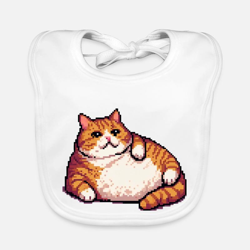 Gros chat roux pixel art Bavoir bio Bébé