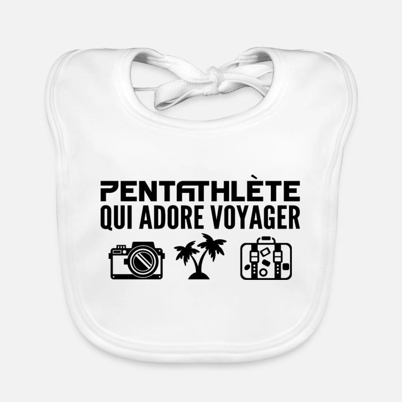 Voyageurs & Pentathlètes : Passion & Découverte - Bavoir bio Bébé - blanc