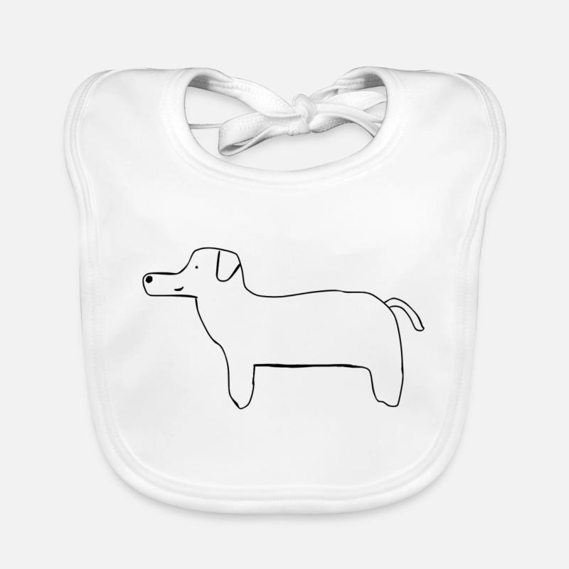 Gezeichneter Hund - Baby Bio-Lätzchen - Weiß