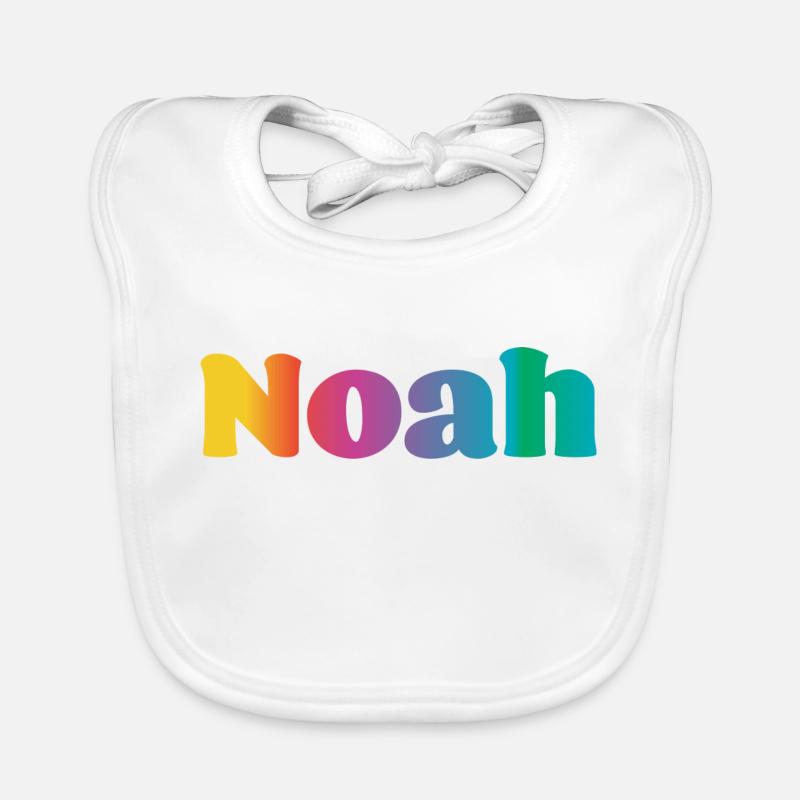 First name Noah Rainbow Gift Organic Baby Bibs