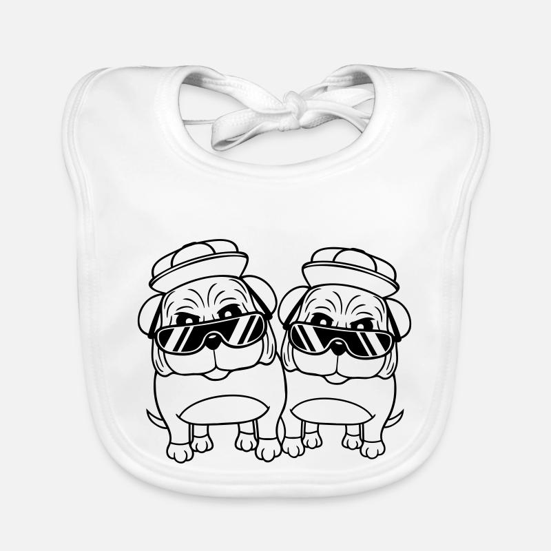 Two Dogs Pug Sunglasses Cappy Hat Teens Organic Baby Bibs