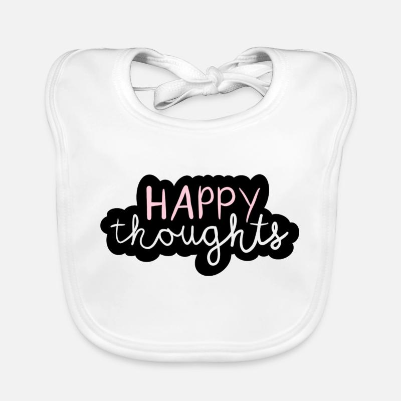 Happy thoughts - Organic Baby Bibs - white