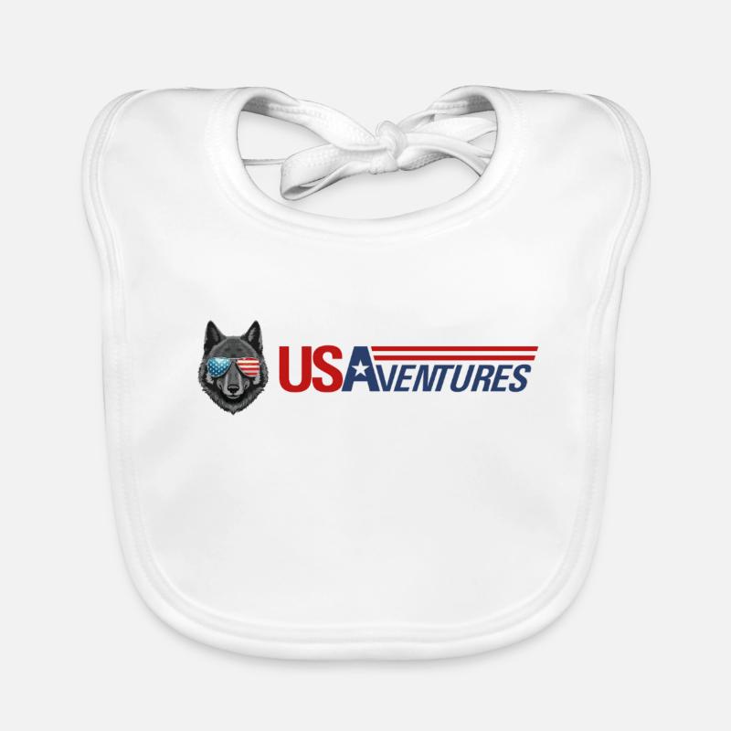 usaventures tête de loup - Bavoir bio Bébé - blanc