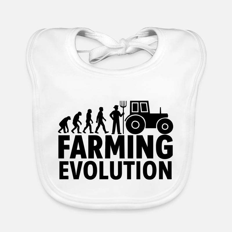Agriculture Evolution Tractor Farmer Organic Baby Bibs