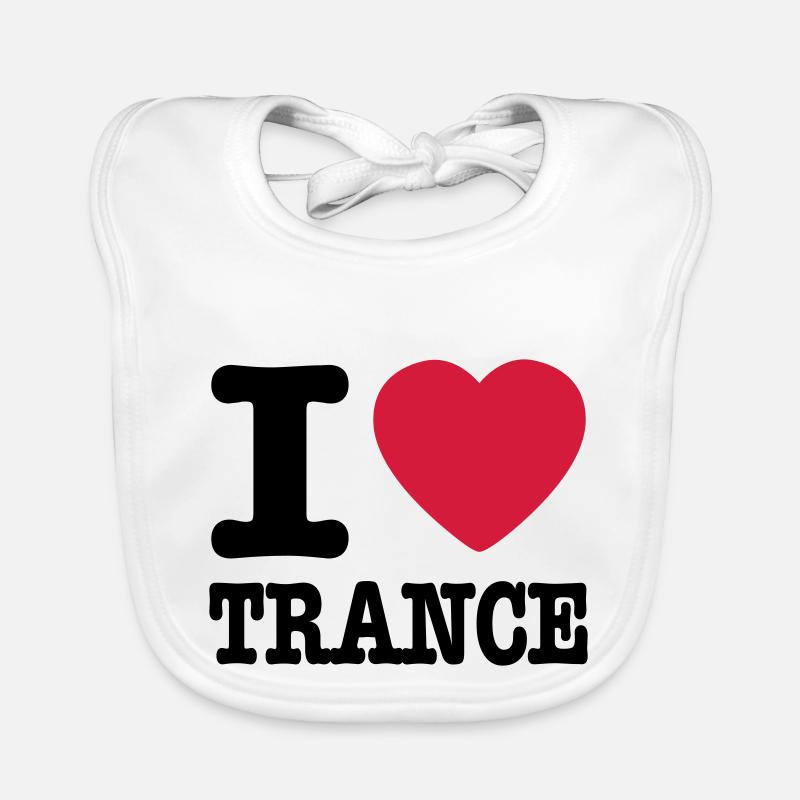I love trance / I heart trance - Baby Bio-Lätzchen - Weiß