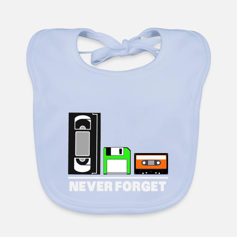 Never Forget Floppy Disk Retro Shirt 80s Organic Baby Bibs