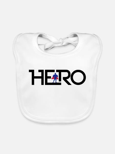Hero Logo - Baby Bio-Lätzchen - Weiß - Vorne