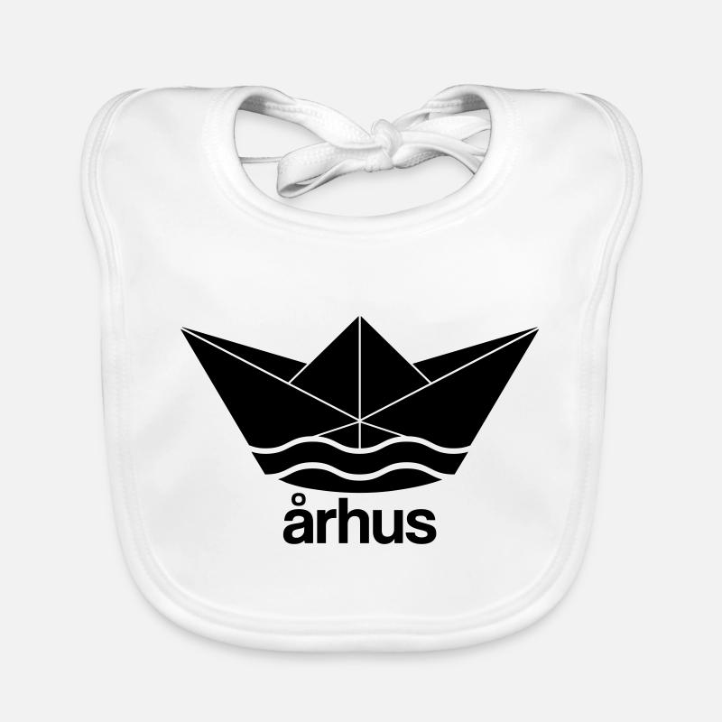 Cooles Århus Aarhus Papierschiff Design - Baby Bio-Lätzchen - Weiß