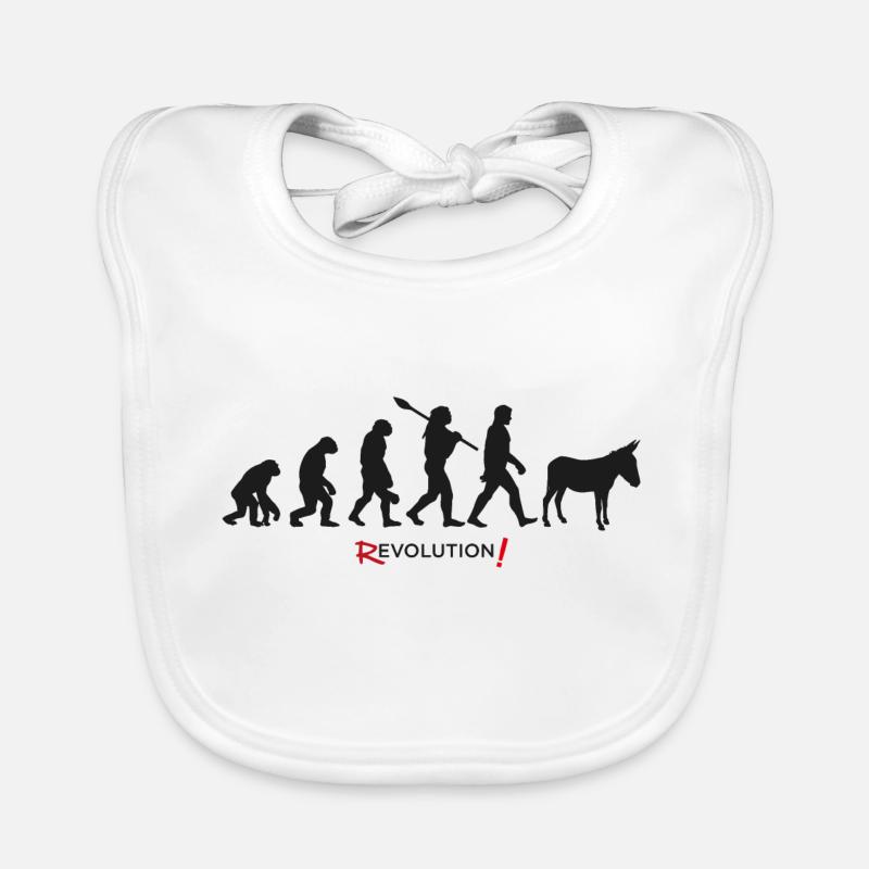 evolution revolution donkey man Organic Baby Bibs