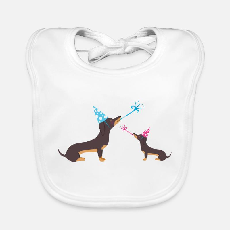 Party Pup Dachshund - Bavoir bio Bébé - blanc
