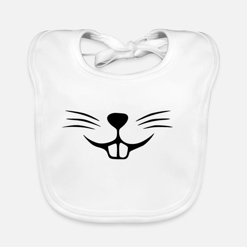 Rabbit face. Rabbit nose. Rabbit teeth Organic Baby Bibs