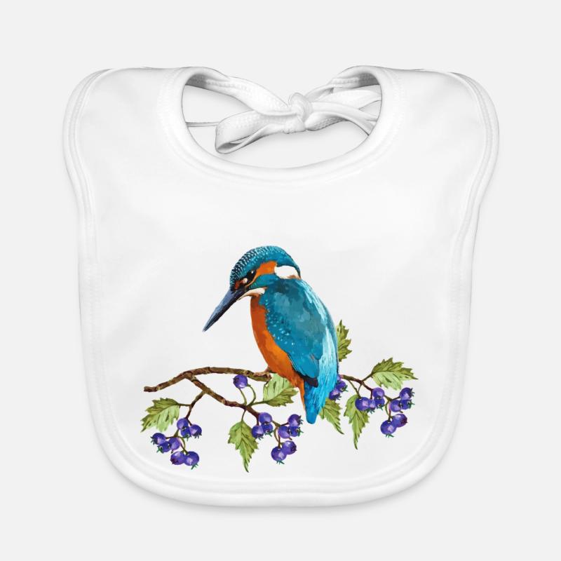Oiseau coloré - Bavoir bio Bébé - blanc