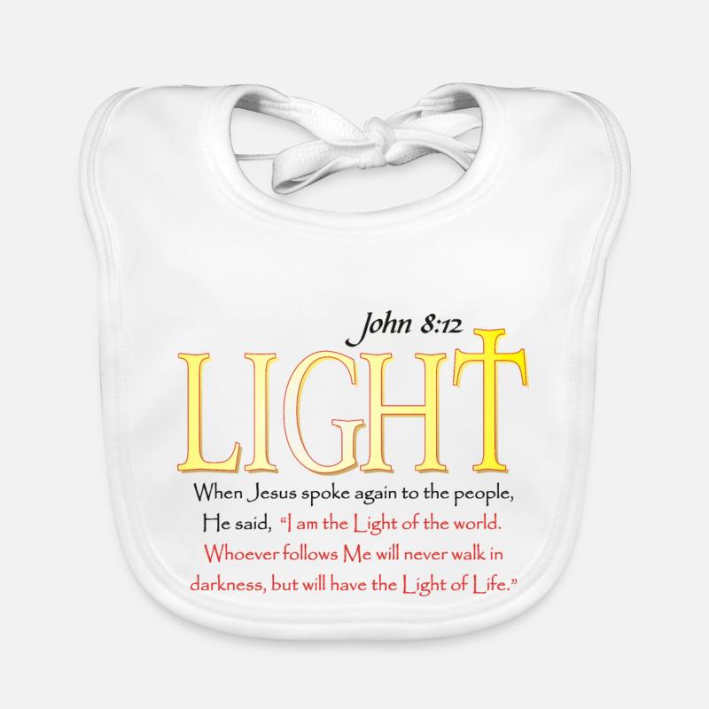Jésus est la Lumière du monde - Bavoir bio Bébé - blanc