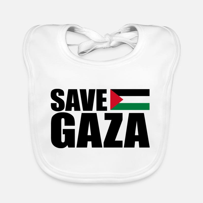 Save gaza - Baby Bio-Lätzchen - Weiß