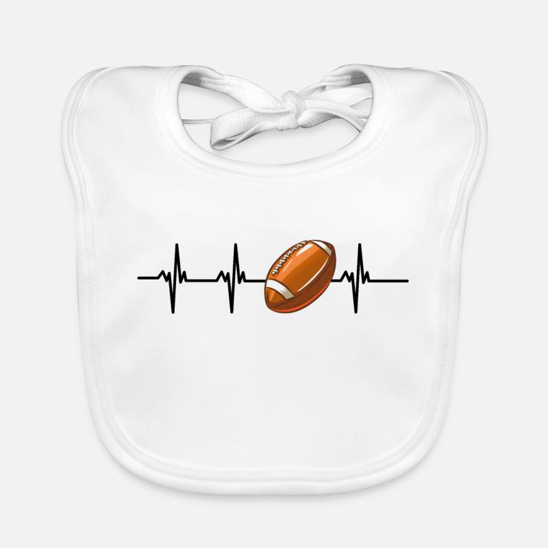 Rugby battement de coeur - Bavoir bio Bébé - blanc
