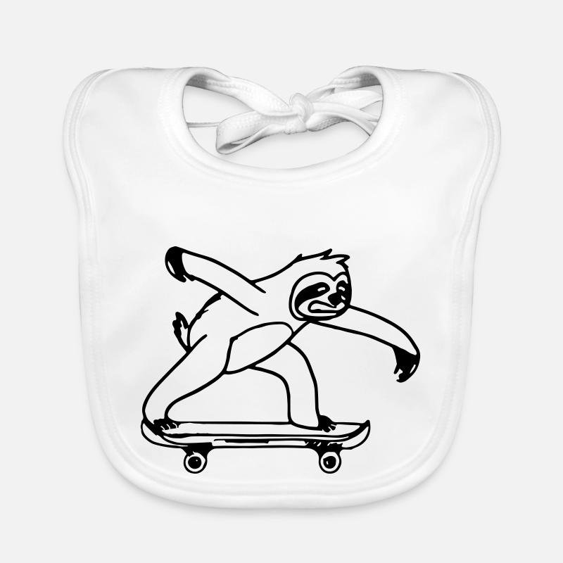 Faultier Skateboard Lustig Geschenkidee Baby Bio-Lätzchen