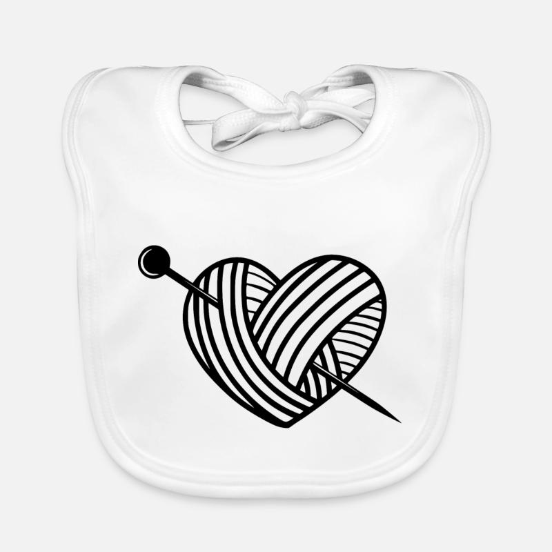 Knitting Wool Heart Organic Baby Bibs