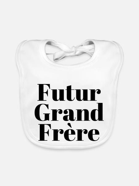 Futur grand frère - annonce futur grand frère - Bavoir bio Bébé - blanc - Devant