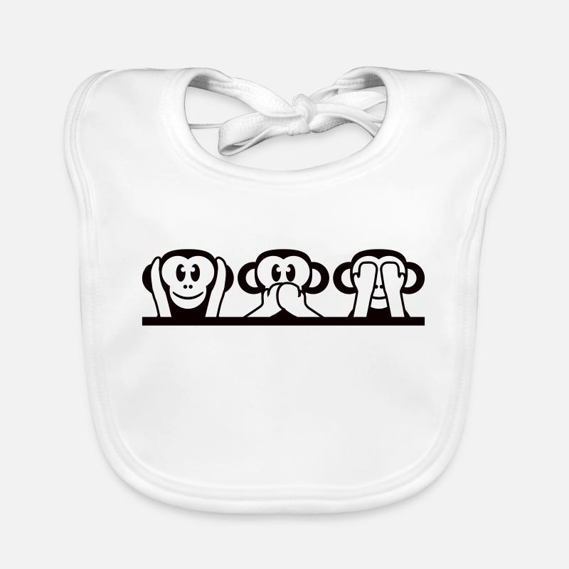 3 singes sages n’entendent rien dire voir s’amuser avec les singes Bavoir bio Bébé