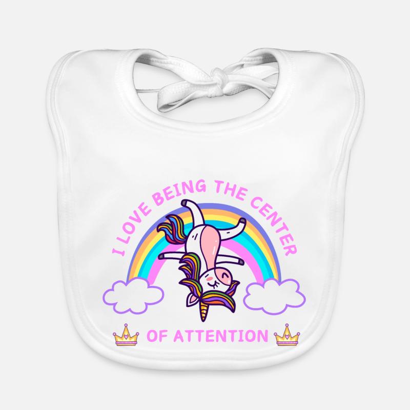 J’adore être le centre d’attention.Licorne drôle Bavoir bio Bébé