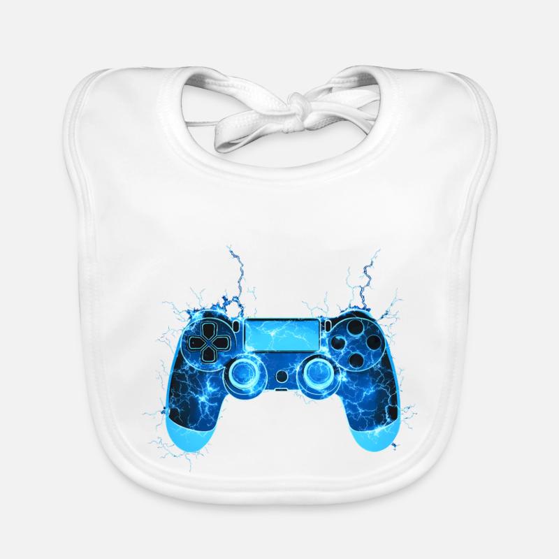 Gaming Kontroller Blitze Cool Gamer Geschenk Baby Bio-Lätzchen