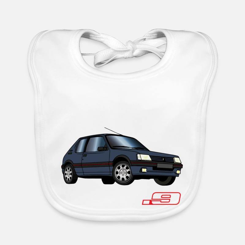 205 1,9 1991 1992 1993 Gris Graphite - Bavoir bio Bébé - blanc