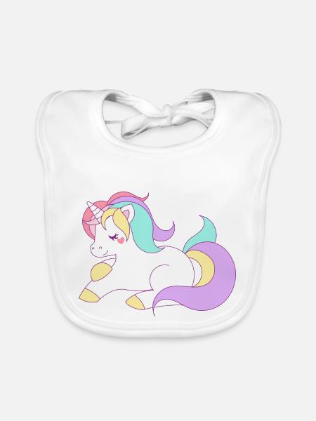 süßes Einhorn Pferd Pony Regenbogen - Baby Bio-Lätzchen - Weiß