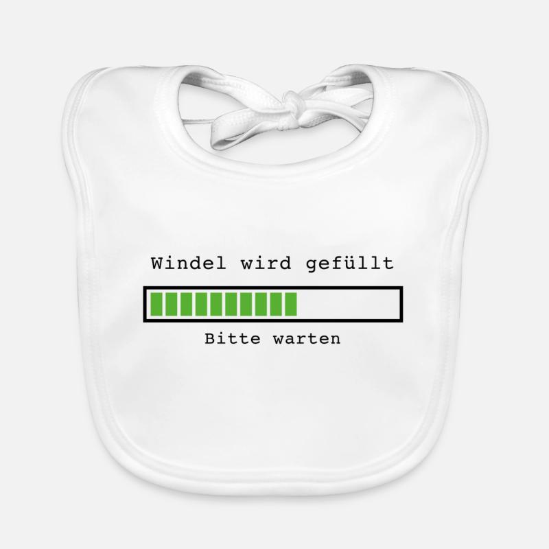 Windel wird gefüllt - Baby Bio-Lätzchen - Weiß