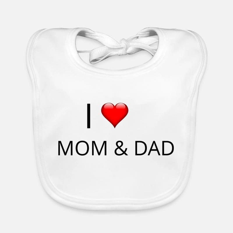 J'AIME MAMAN & DAD - Bavoir bio Bébé - blanc