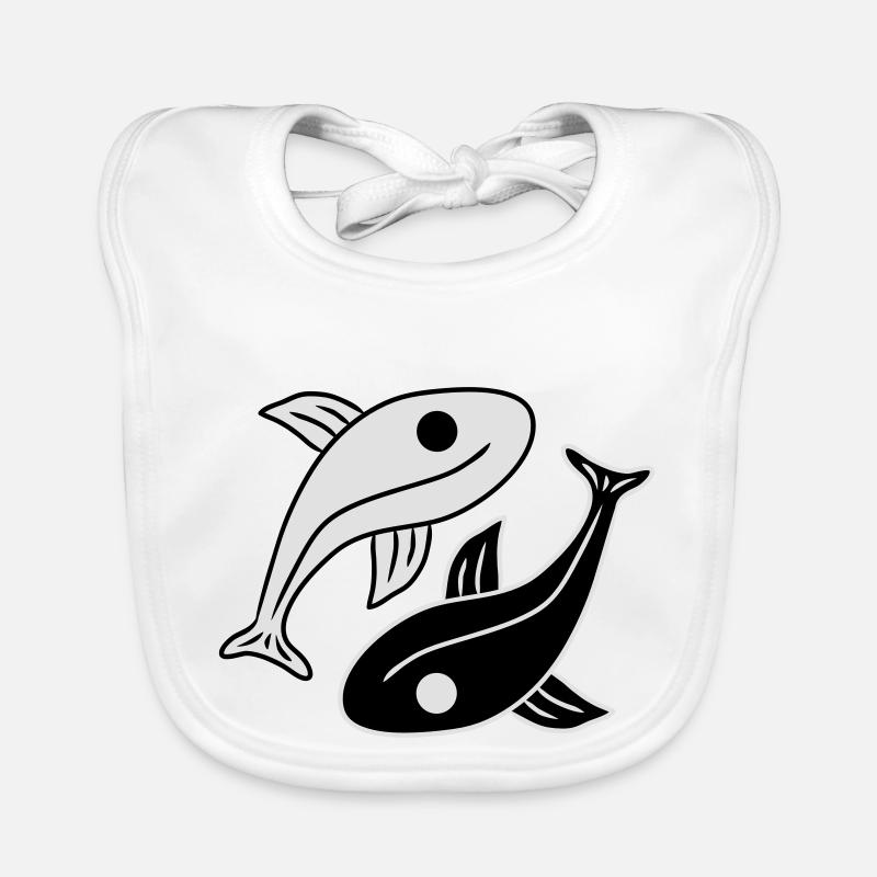 Yin Yang Fishs - Baby Bio-Lätzchen - Weiß