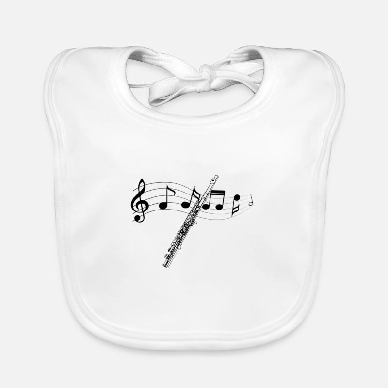 Querflöte / Flute - Baby Bio-Lätzchen - Weiß
