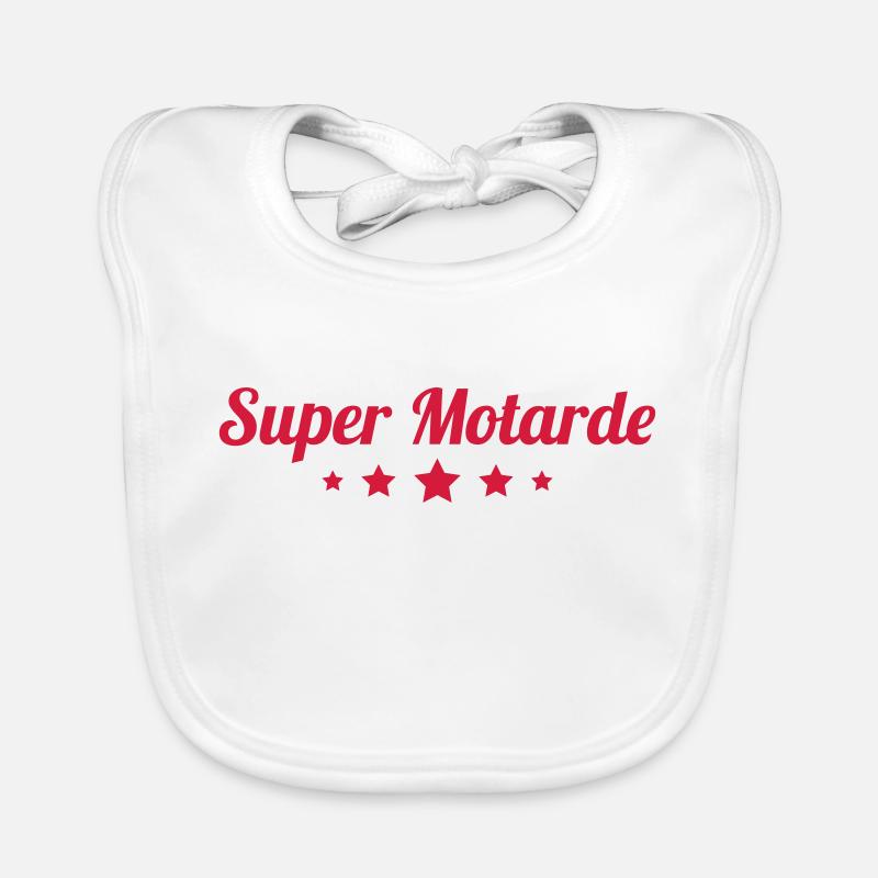 Motarde / Motard / Moto / Biker - Bavoir bio Bébé - blanc