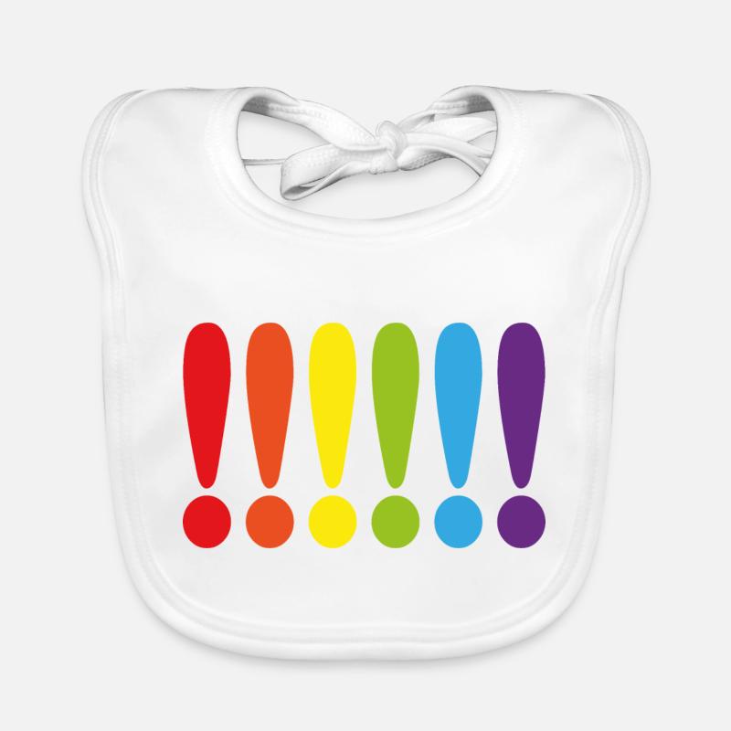 REGENBOGEN AUSRUFEZEICHEN - Baby Bio-Lätzchen - Weiß