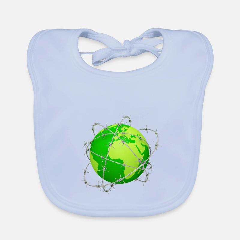 planet earth barbed wire 3D globe Organic Baby Bibs
