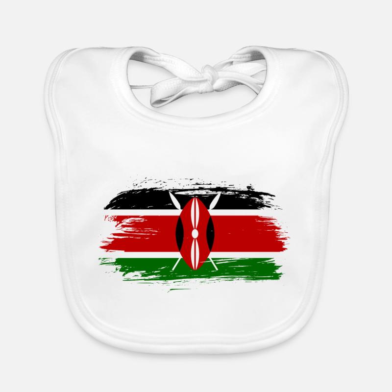 Drapeau du Kenya drapeau - Bavoir bio Bébé - blanc