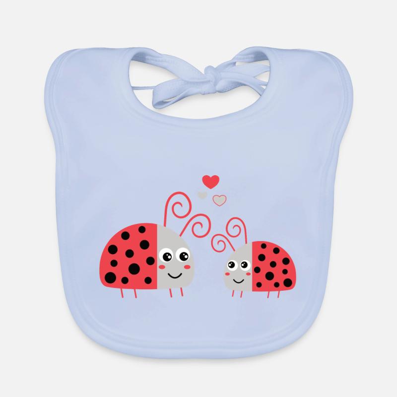 Mom/Dad Ladybug with Child Heart Points Organic Baby Bibs
