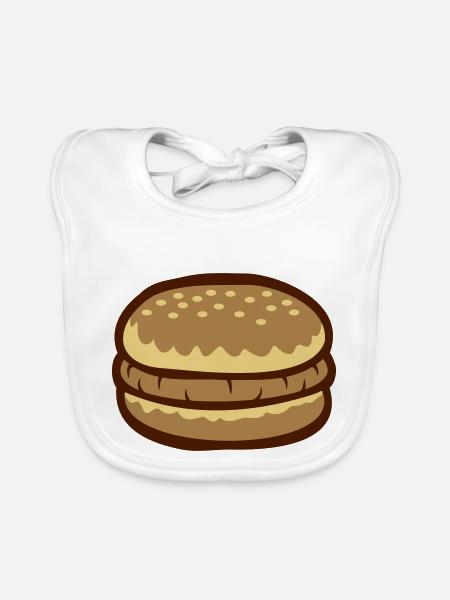 Burger Comic Cheeseburger - Organic Baby Bibs - white - Front