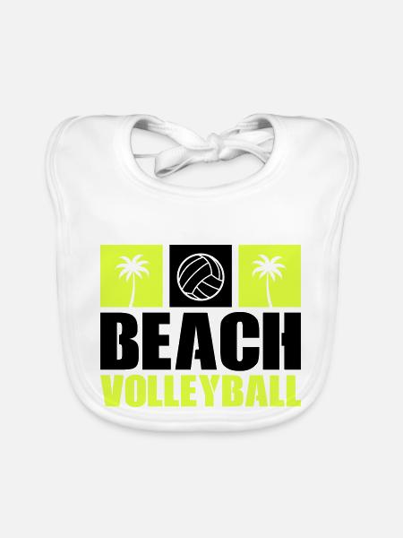 Beachvolleyball - Baby Bio-Lätzchen - Weiß - Vorne