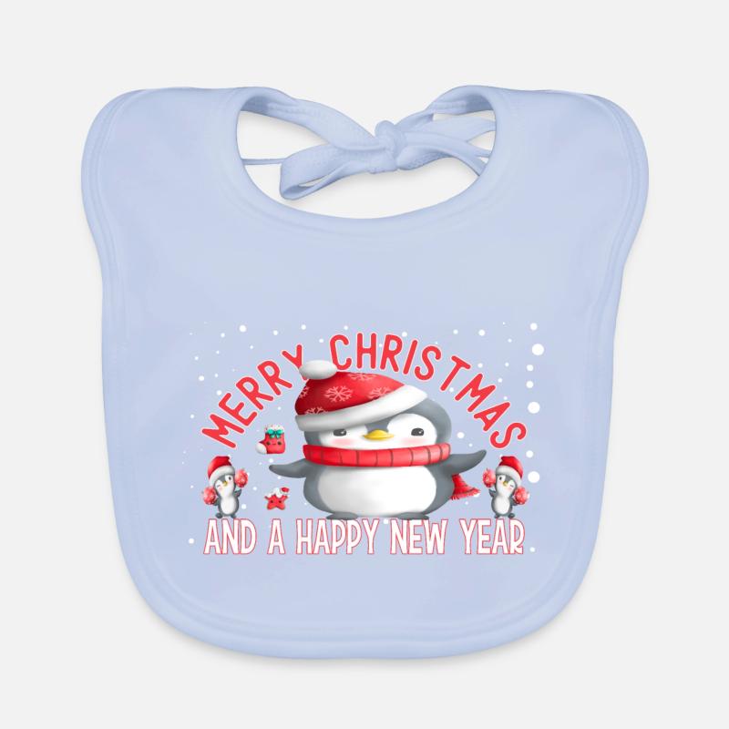 Joyeux Noël et bonne année Penguins Bavoir bio Bébé