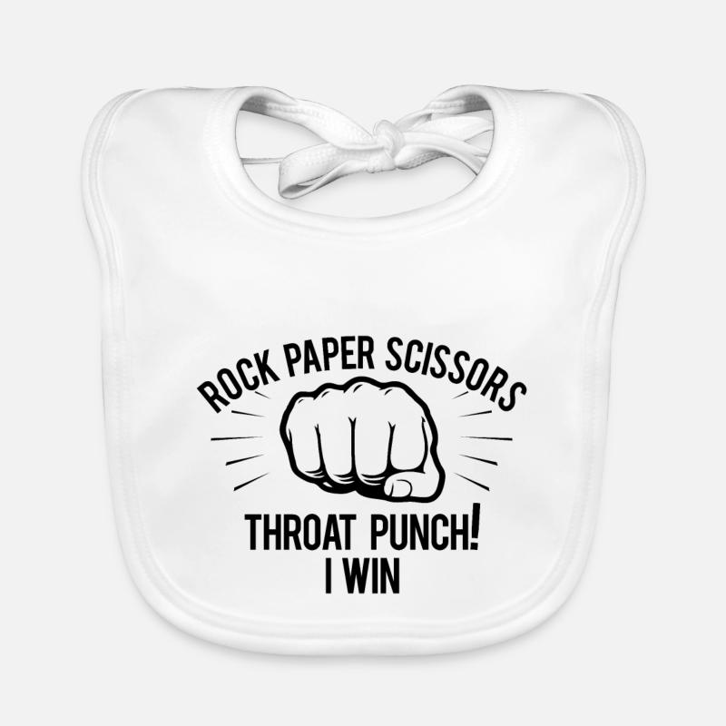 ROCK PAPER SCISSORS THROAT PUNCH WIN Organic Baby Bibs